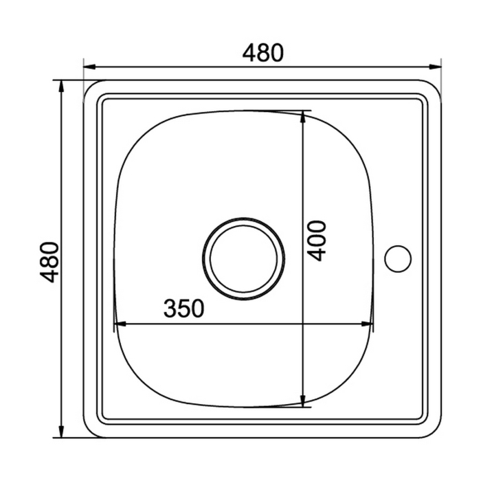 Кухонные мойки, Мойка врез 48х48 (0,6), с сифоном