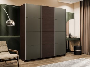 Шкаф-купе Эста 3-х дверный ДСП/Стекла хаки/Доводчик 240х66х240