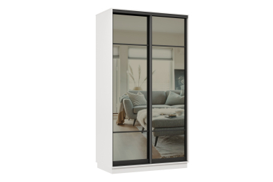 Шкаф-купе Премьер МИНИ 01 (11ЗГ;11ЗГ) фасады зеркало графит/двухдверный/Профиль чёрный муар