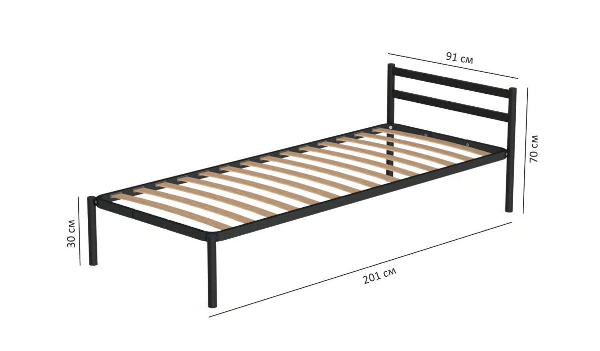 Кровати 90 см, Металлическая кровать Мета 900 х 2000