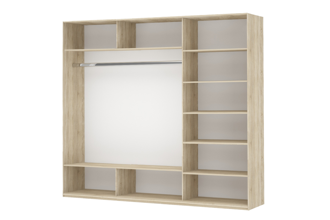 Шкафы-купе 3-х дверные, Шкаф Прайм трио 2ДСП+1зеркало 2300 х 1800 х 570
