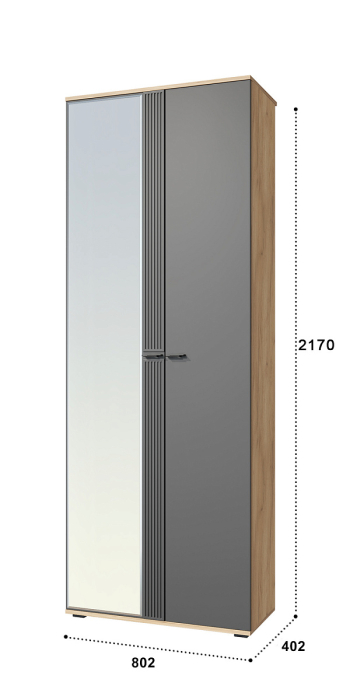 Шкафы двухстворчатые, Шкаф для одежды Эмилия ЭЛ-13К комбинированный