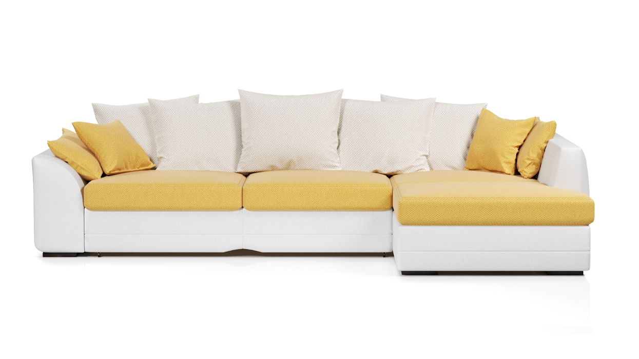 Диваны угловые в гостиную, Диван-кровать угловой Калифорния дельфин,велюр + экокожа