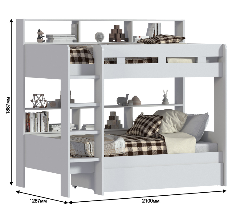 Кровати 90 см, Кровать Терра СБ-2965 с основанием и матрасом Эко 90х200, белый