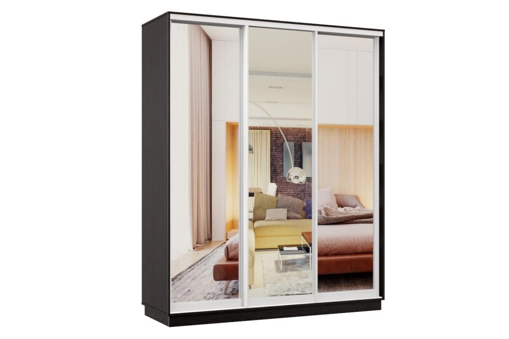 Шкафы-купе 3-х дверные, Шкаф-купе Премьер 26 венге