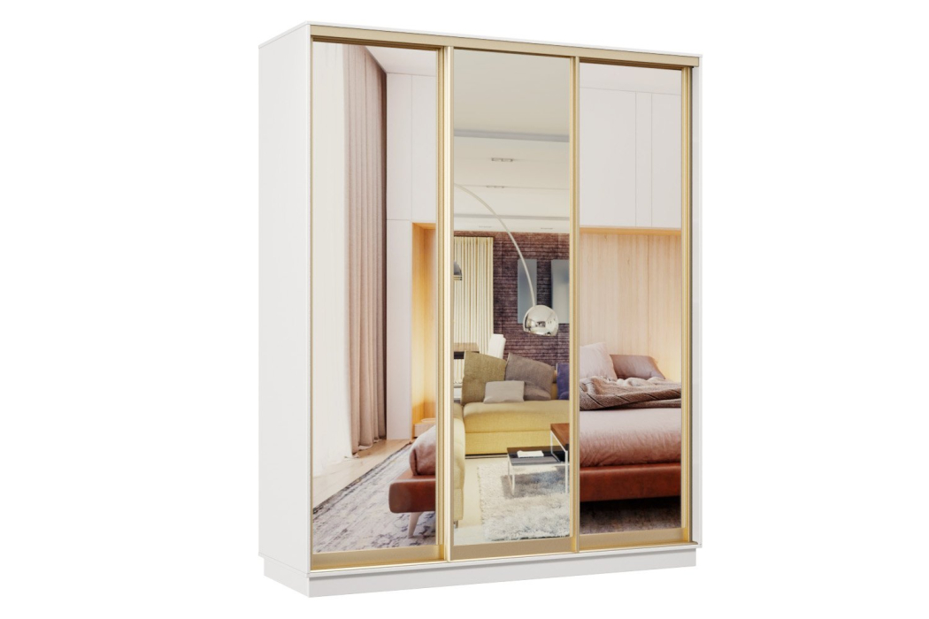 Шкафы-купе 3-х дверные, Шкаф-купе Премьер 26 белый