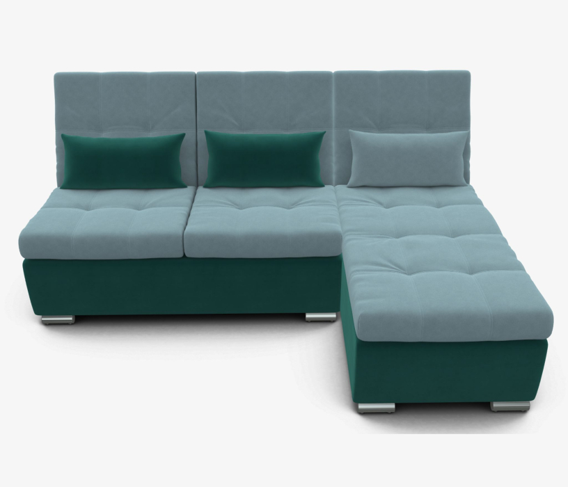 Диваны угловые в гостиную, Угловой диван Аджио 2-х местный с оттоманкой велюр