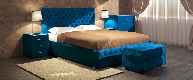 Кровать с мягким изголовьем Купол Тысячелетия 160*200 база, (велюр )
