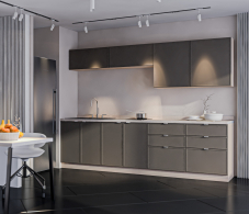 Кухонные гарнитуры, Кухонный гарнитур Регина Квадро Песочный / Базальт 2,8 м