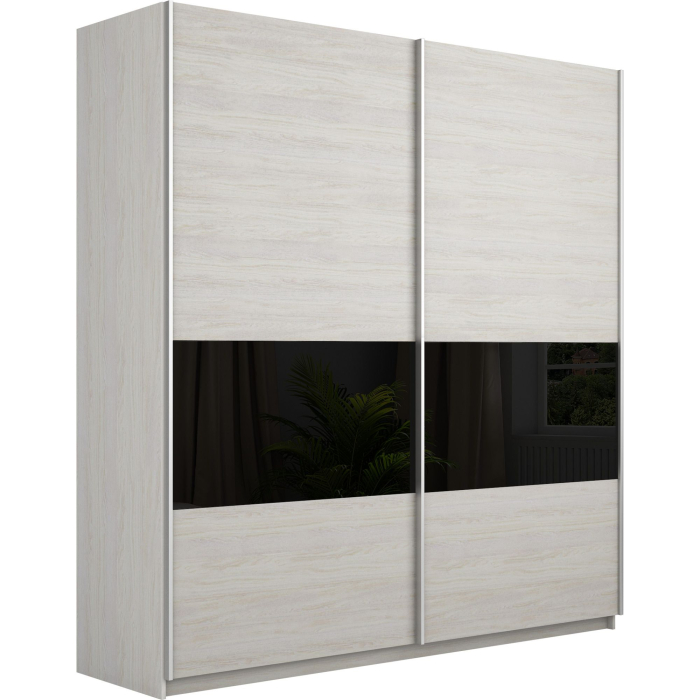 Шкафы-купе 2-х дверные, Шкаф-купе Широкий Прайм 2-х дверный ДСП/Стекло черное/Доводчики 220х57х230