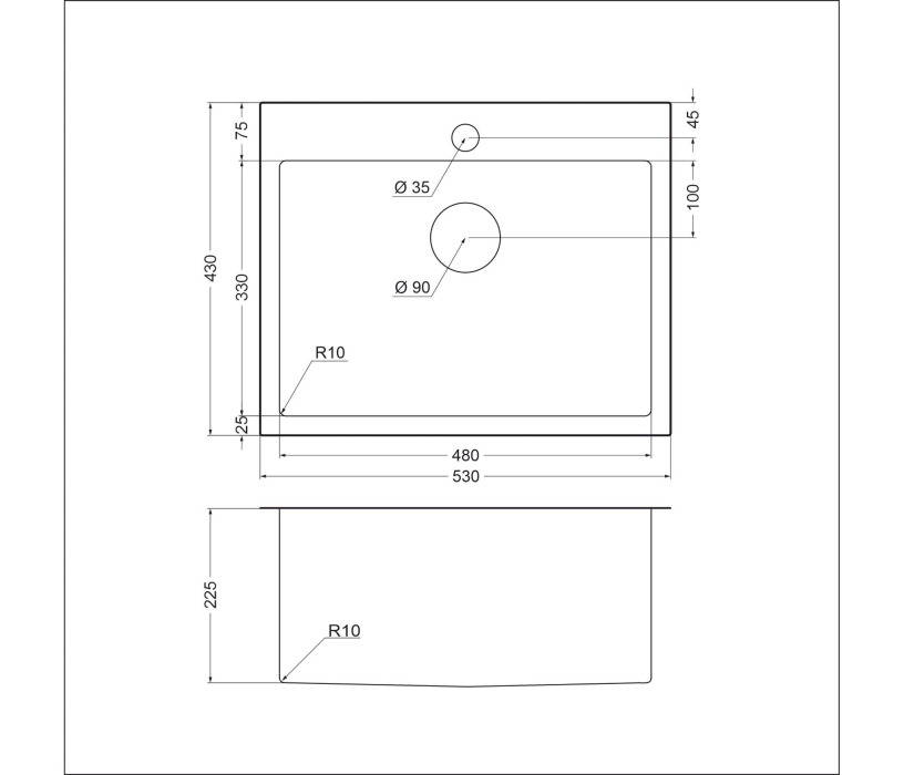Кухонные мойки, Мойка универсального монтажа EMB-115 PVD Nano