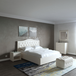 Кровать с мягким изголовьем Ротонда, ПМ 2 ящика, экокожа, 160*200