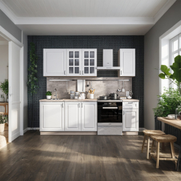 Кухонный гарнитур Регина24 Бежевый песок/МДФ Белоснежный/МетрополитанR5