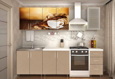 Кухня ЛДСП Кофе 2.0 м, фотопечать