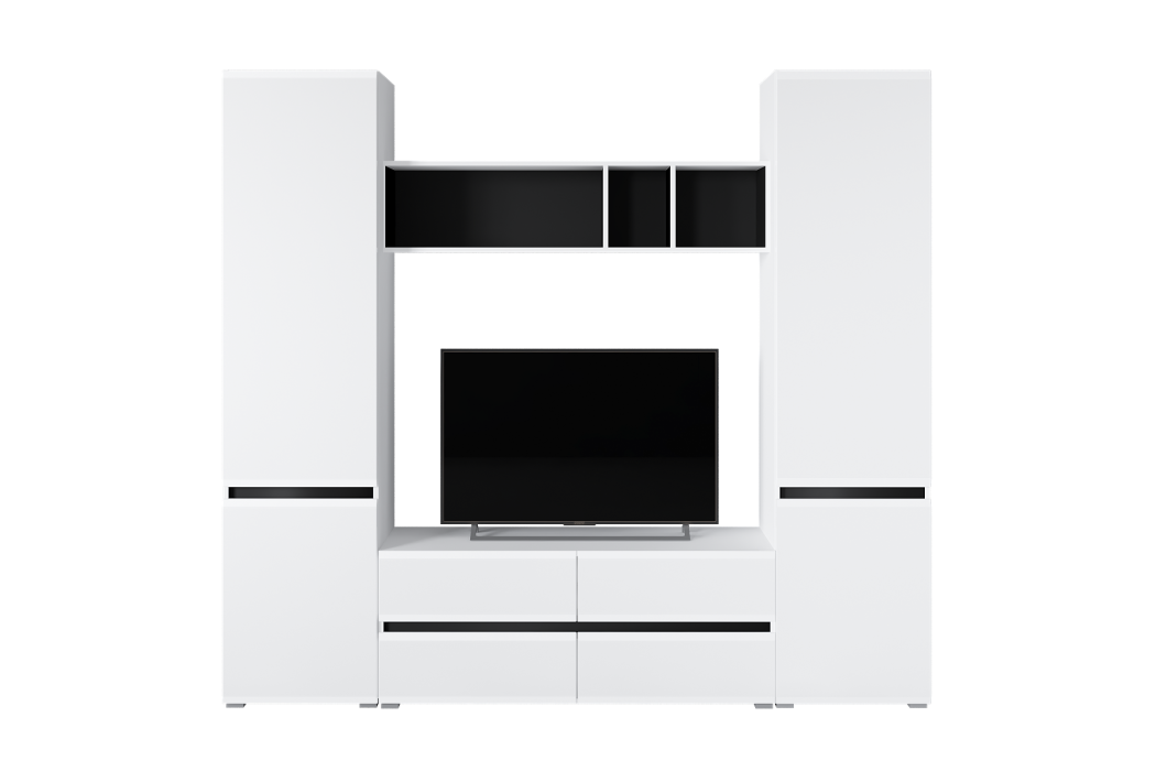 Настенные полки, Полка Сидней 15.57, белый премиум, черный