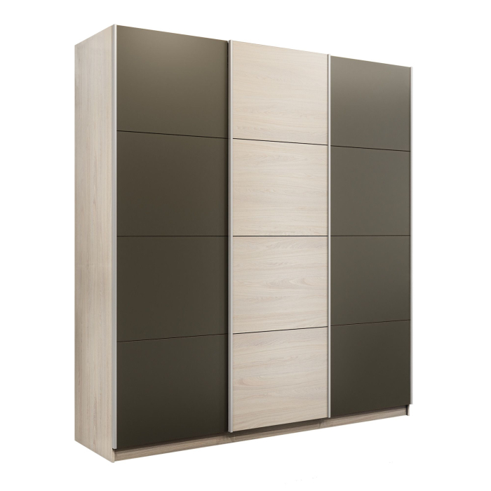 Шкафы-купе 3-х дверные, Шкаф-купе Прайм 3-х дверный Стекла хаки/ДСП/Доводчики 180х57х230