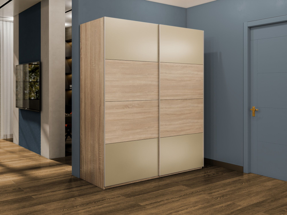 Шкафы-купе 2-х дверные, Шкаф-купе Эста 2-х дверный ДСП/Стекла фисташка/Доводчик 160х66х240