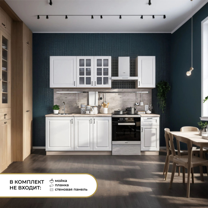 Кухонные гарнитуры, Кухонный гарнитур Регина24 Бежевый песок/МДФ Белоснежный/МетрополитанR5