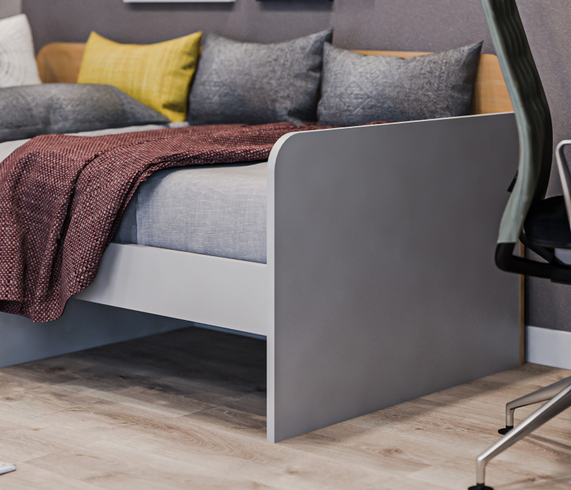 Кровати одноярусные, Кровать Милан СБ-3297 Серый,Дуб Гамильтон