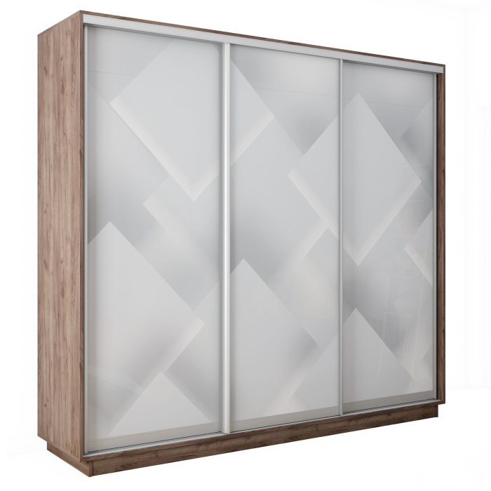 Шкафы-купе 3-х дверные, Шкаф-купе Экспресс 3-х дверный Фотопечать Квадрат Стекла 240х45х240