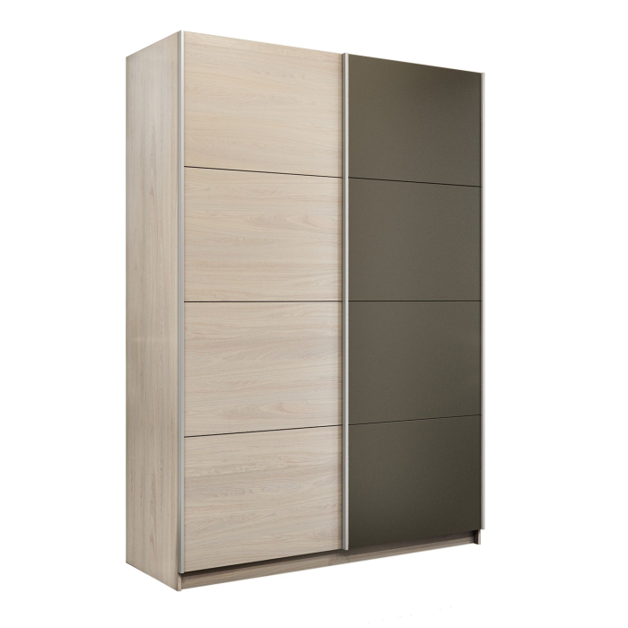 Шкафы-купе 2-х дверные, Шкаф-купе Прайм 2-х дверный ДСП/Стекло хаки/Доводчики 160х57х230