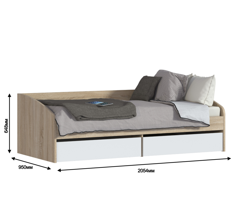 Кровати 90 см, Мамбо СБ-2372.Н Кровать с основанием и матрасом Сити - Валенсия 900х2000