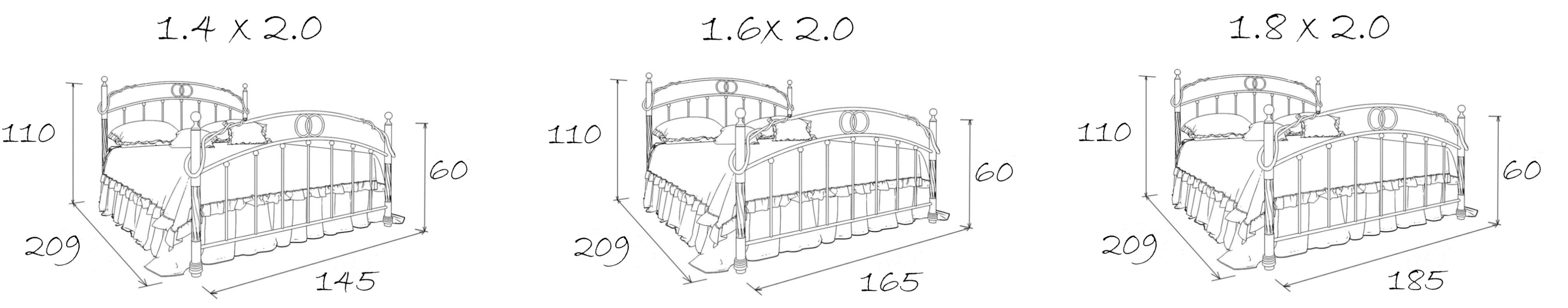 Двуспальные, Кованая кровать Виктория 1.6 с одной спинкой