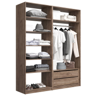 Гардеробные, Прямая гардеробная система с полками и модулем MOD_COMPL