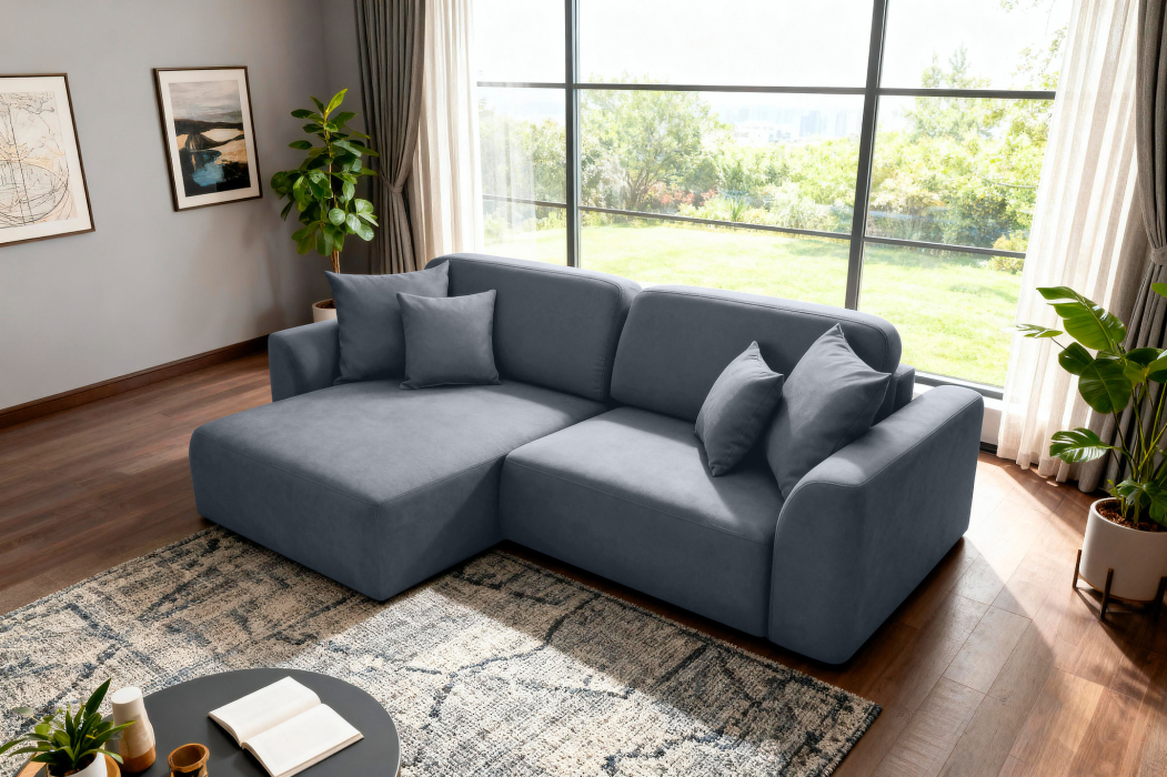 Диваны угловые в гостиную, Диван угловой Спейс, Велюр