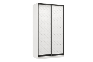 Шкаф-купе Премьер 09 (01РБ;01РБ) фасады ромб белый/двухдверный/Профиль чёрный муар