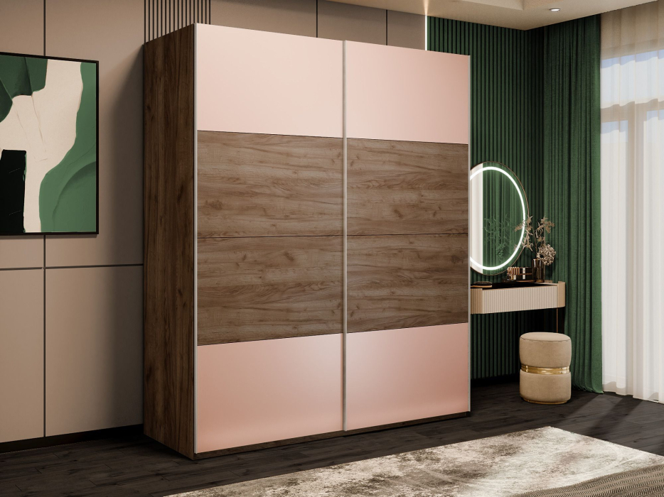 Шкафы-купе 2-х дверные, Шкаф-купе Эста 2-х дверный ДСП/Стекла пудра/Доводчик 180х66х240