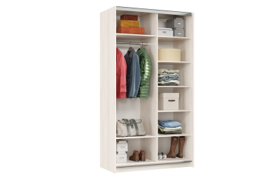 Шкаф-купе Smart 1224 2х дверный (фасады ЛДСП,зеркало) профиль серебро