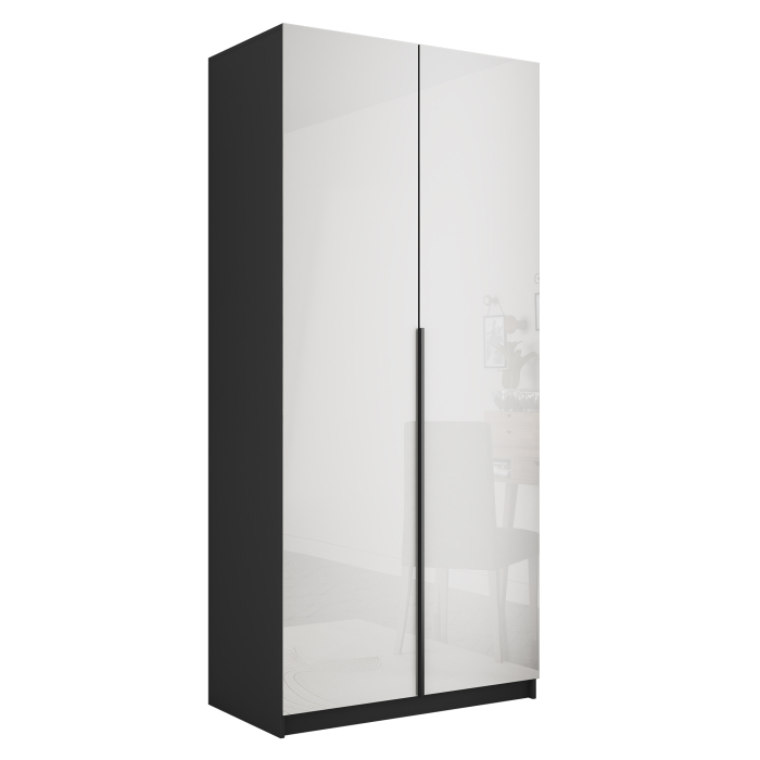 Шкафы распашные, Шкаф распашной Е1 Локер 101x52.5x220 см, с белым стеклом и полками