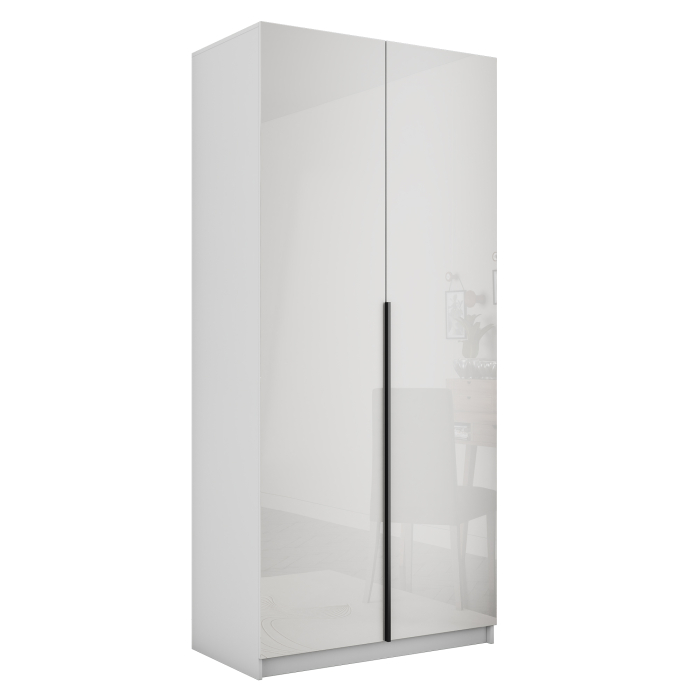 Шкафы распашные, Шкаф распашной Е1 Локер 101x52.5x220 см, с белым стеклом и полками