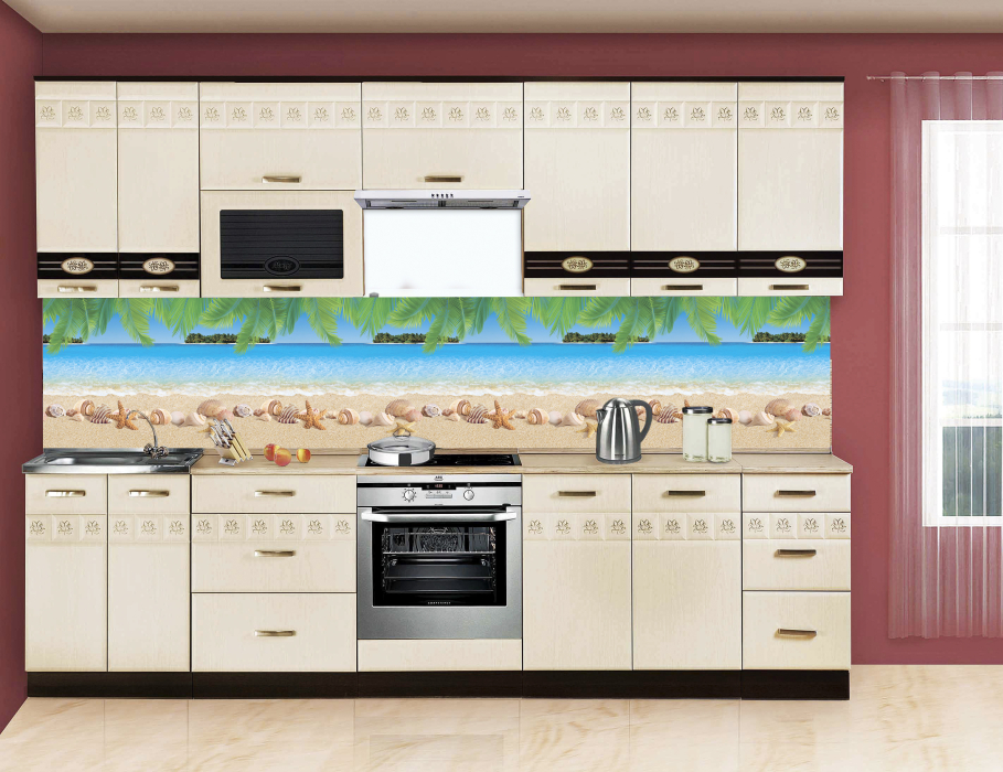 Стеновые панели из АБС-пластика, Кухонный фартук Острова 2000x600x1.5 мм глянец