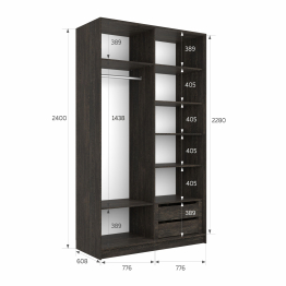 Шкаф-купе Эста 2-х дверный ДСП/Стекла пудра/Доводчик 160х66х240