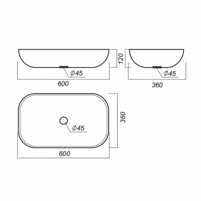 Раковины для ванных комнат, Умывальник "Infinity" 60*36 ш*г на столешницу  (Sanita Luxe)
