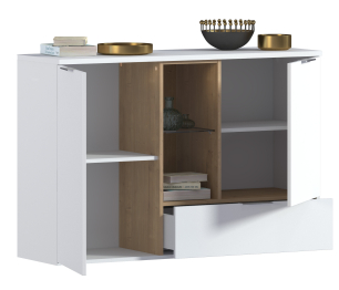 Комод Мальта СБ-3264 Белый,Дуб Гамильтон/МДФ Белый