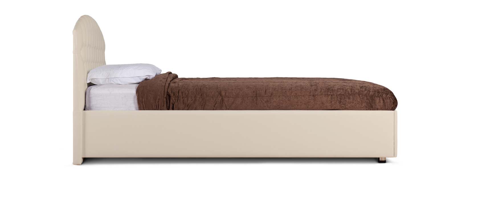 Двуспальные, Кровать с мягким изголовьем Пальмира, база, экокожа, 160*190