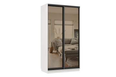 Шкаф-купе Премьер 09 (01ЗБ;01ЗБ) фасады зеркало бронза/двухдверный/Профиль чёрный муар