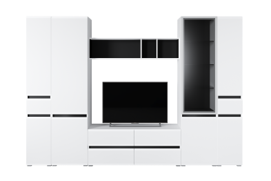 Шкаф с ящиком Сидней 13.202, белый премиум, черный, белый глянец