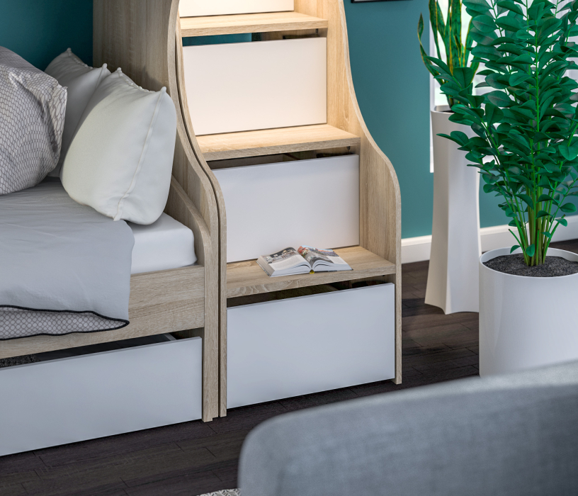 Детские кровати, Мамбо Кровать 2-х ярусная с Лестницей приставной