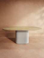 Обеденные столы, Стол овальный обеденный с металлическим белым подстольем 200*90*75