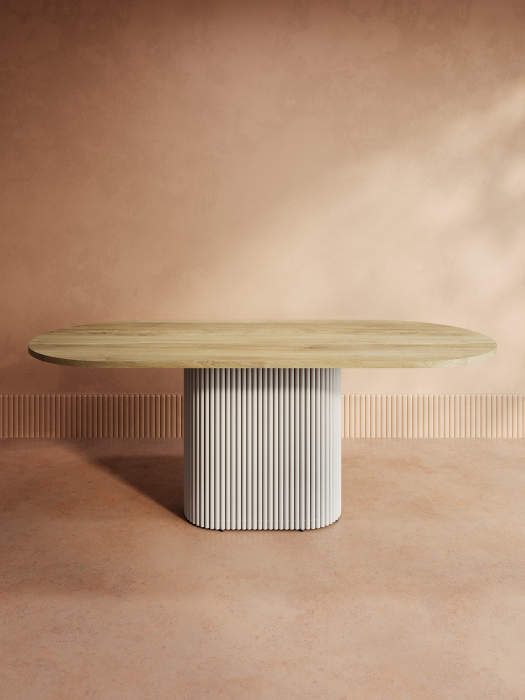 Обеденные столы, Стол овальный обеденный с металлическим белым подстольем 200*90*75