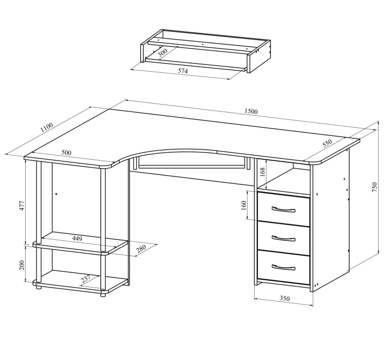 Угловые компьютерные столы, Стол компьютерный С-237