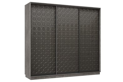 Шкаф-купе Премьер 35 (01РЧ;01РЧ;01РЧ) фасады ромб чёрный/трёхдверный/Профиль чёрный муар