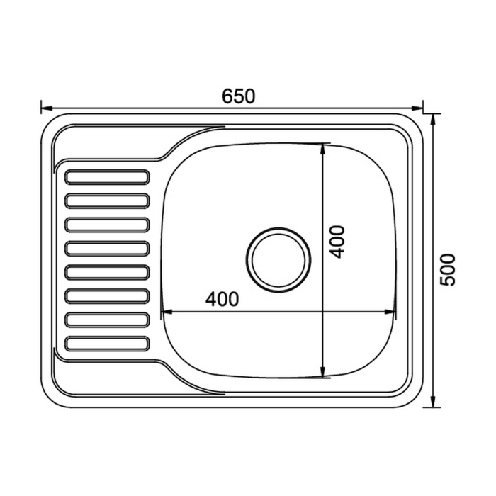Кухонные мойки, Мойка врез 50х65 (0,6) прав, с сифоном