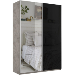 Шкаф-купе Прайм 2х дверный Зеркало/Стекло черное 140х57х230