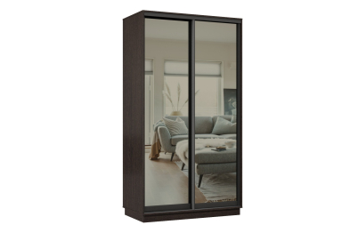 Шкаф-купе Премьер 02 (01ЗГ;01ЗГ) фасады зеркало графит/двухдверный/Профиль чёрный муар