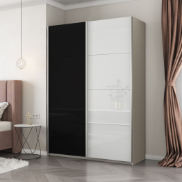Шкаф-купе Прайм 2-х дверный Стекло белое/Стекло черное/Доводчики 140х57х230